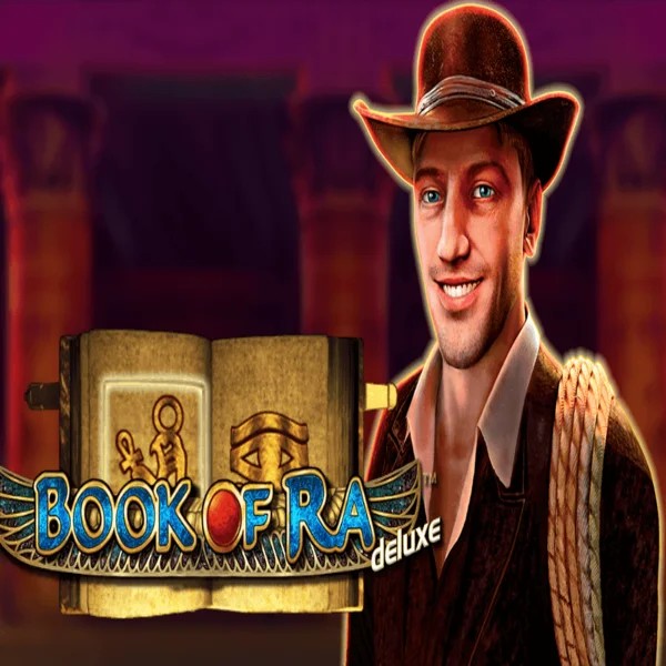 Book of Ra Deluxe logo by Novomatic at Spingenie Casino